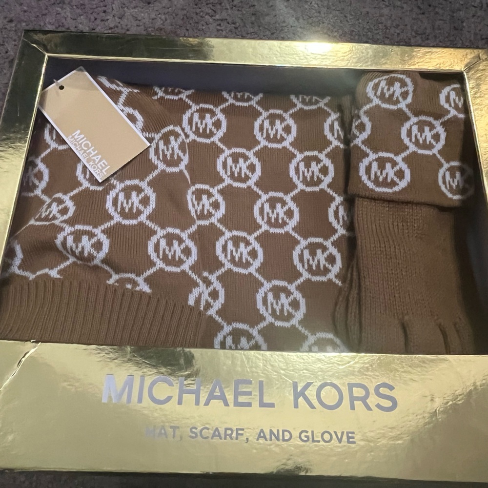 Michael Kors Gold and Brown Accessory Set